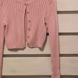 Pink Ribbed Women's Sweater